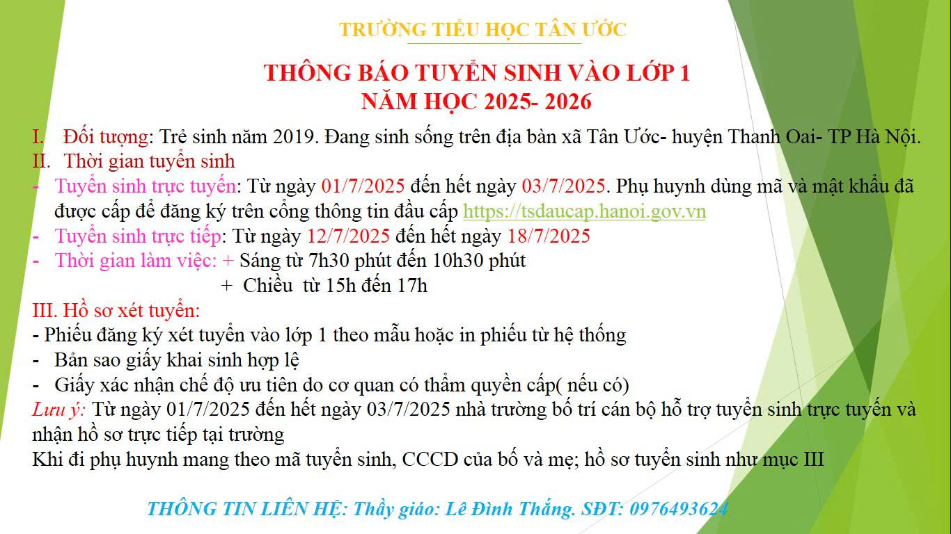 Kế hoạch tuyển sinh năm học 2025 - 2026